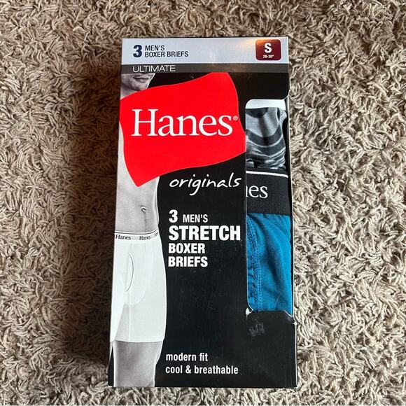 NWT! Hanes Originals Men’s Stretch Boxer Briefs 3 Pack Size Small 28”-30” - Picture 1 of 3